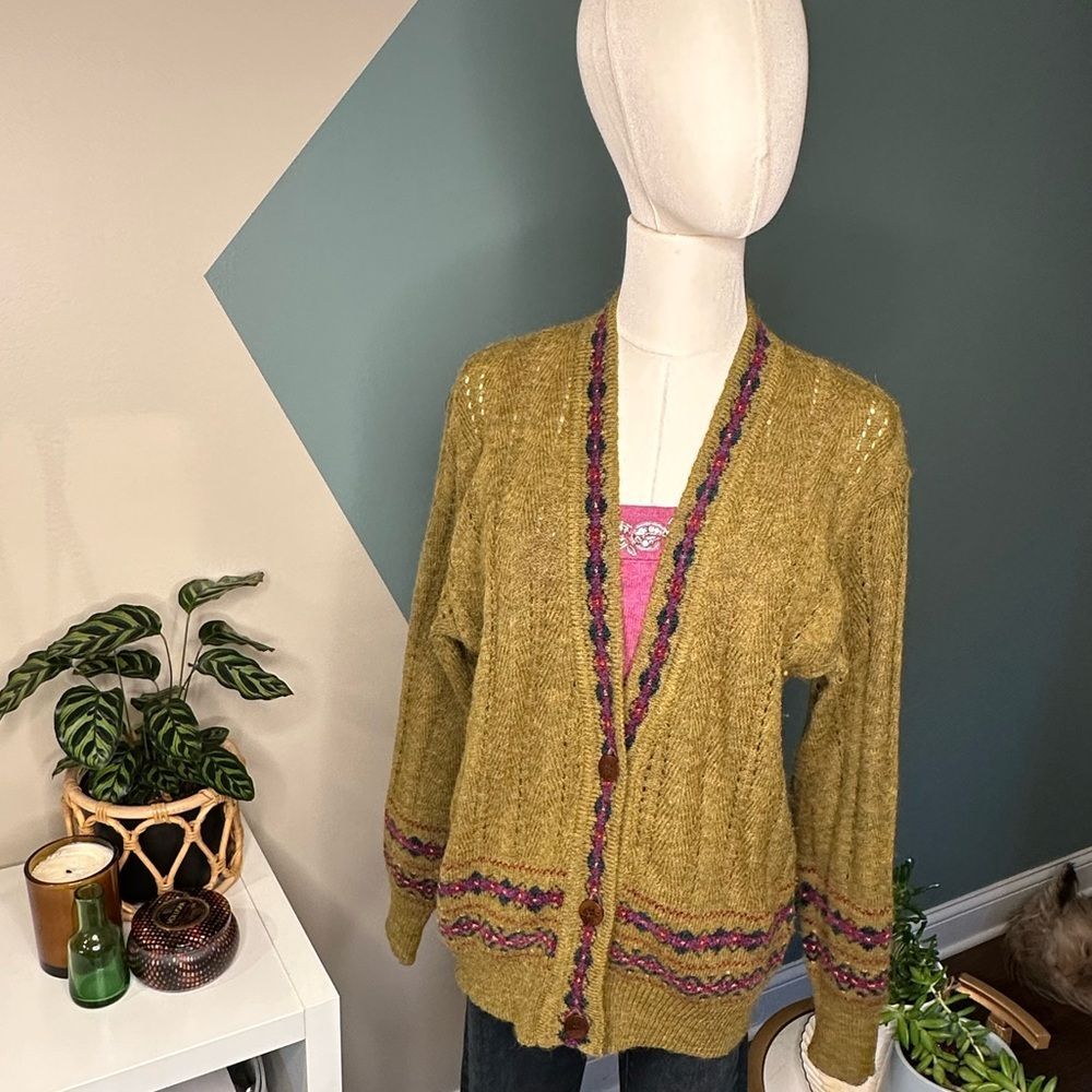 Vintage Episode Alpaca Wool Blend Cardigan Fair Isle Knit Cottagecore/Boho Sz M
